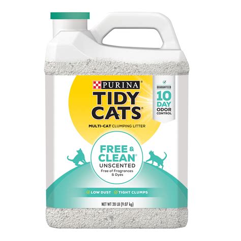 Purina Tidy Cats Unscented Cat Litter, Free & Clean Clumping Clay Cat.